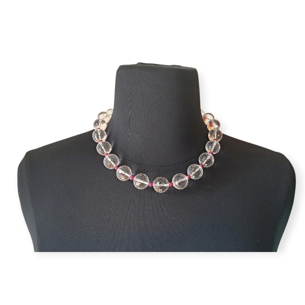 14K Gold GSJ Crystal Ball Necklace - Filigree Clasp Fine